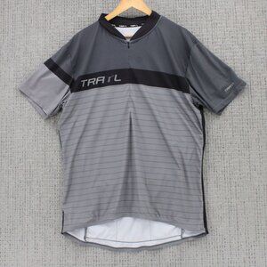 TRAYL Performance Cycling Jersey Mens 2XL Gray Striped Short Sleeve Outdoor